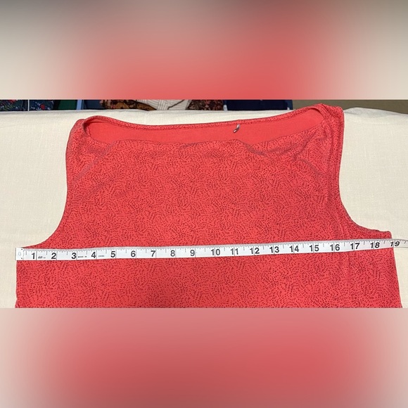 Toad & Co Wisper Double Tank Shirt Top, Size Large.  Peach with Black Design. - Picture 8 of 9